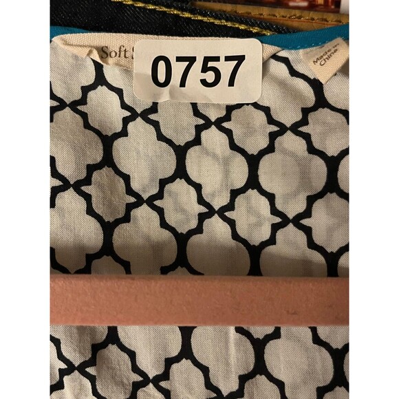 Soft Surroundings Long Sleeve Top Blouse Women's Size S Brown White V Neck - Picture 5 of 5